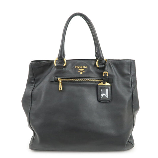 Tote Bag 2Way Hand Bag Shoulder Bag Leather Black Logo