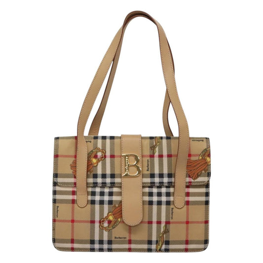 Burberry Nova Check Synthetic Tote Bag Beige