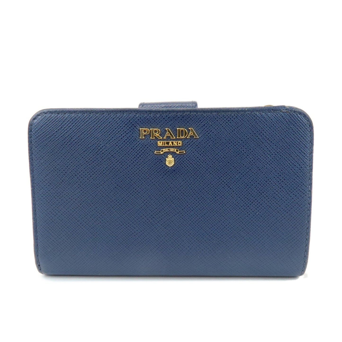 Compact Wallet Leather Saffiano Gold Handbag