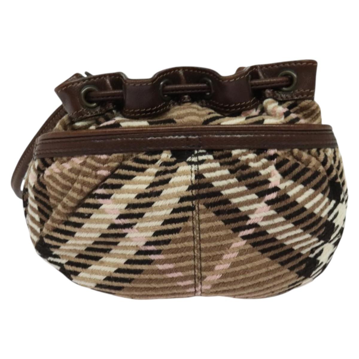 Burberry Label Wool Shoulder Bag Brown Blue
