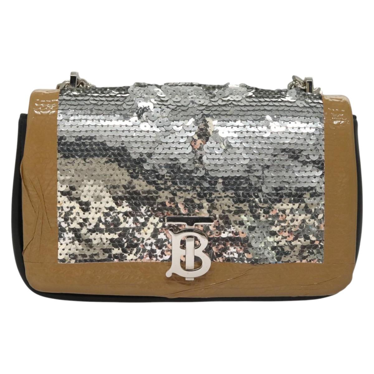 Burberry Lola Shoulder Bag Leather Silver