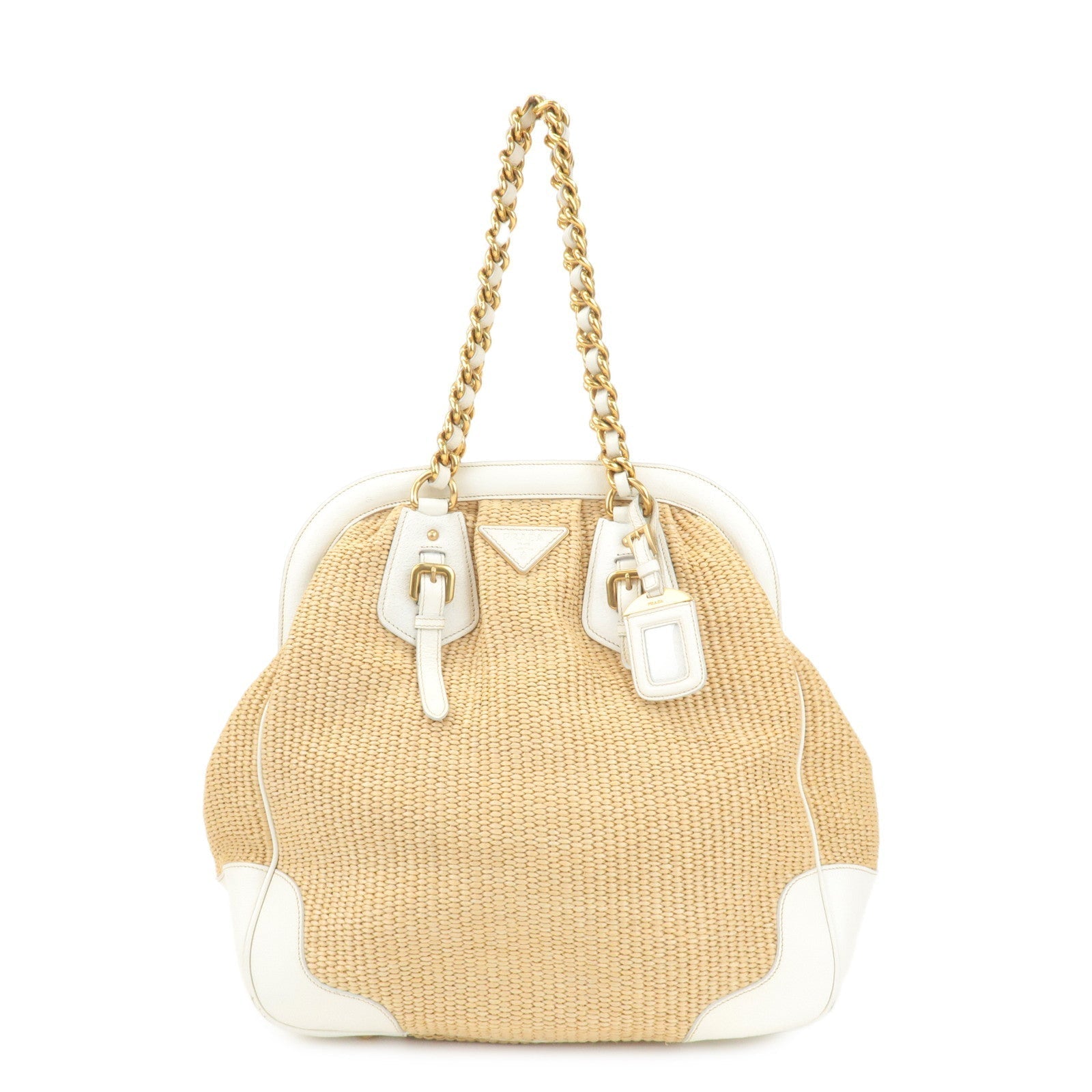 Shoulder Bag Triangle Straw Bag d Leather Raffia Beige
