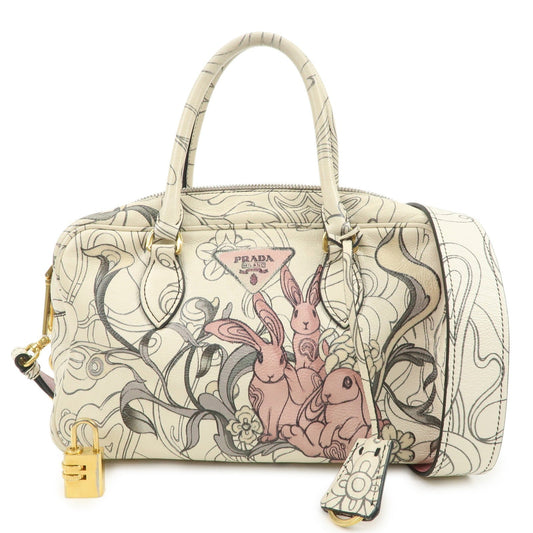 Shoulder Bag Triangle 2Way Hand Rabbit Leather Logo