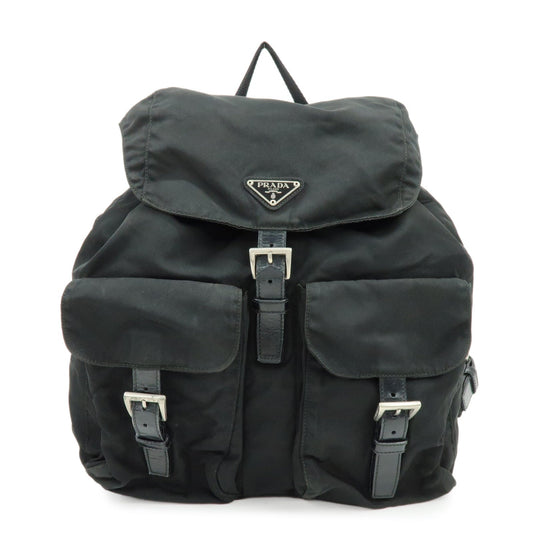 Backpack Triangle Rucksuck Leather Nylon Black