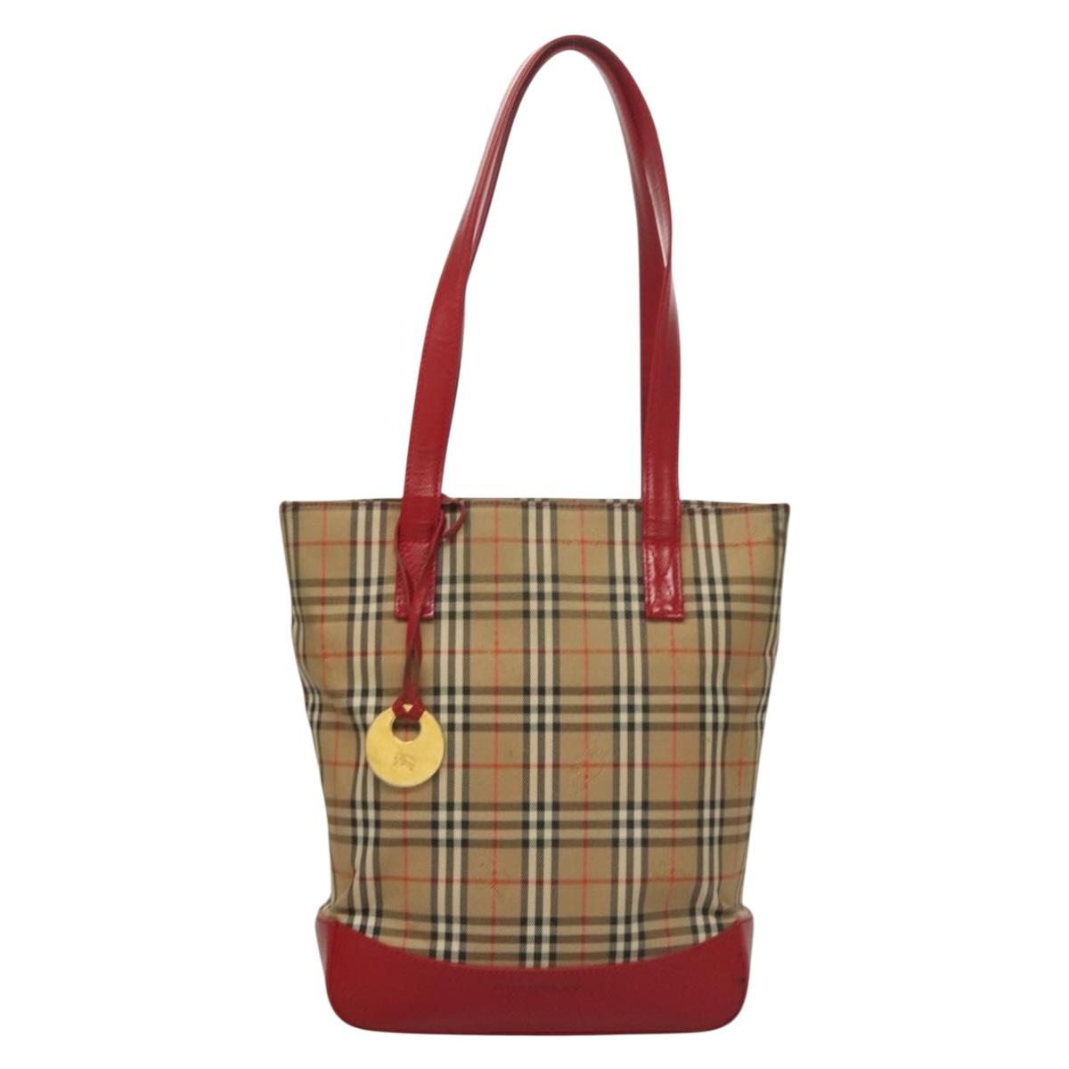 Burberry Nova Check Tote Bag Canvas Beige Tote Bag 66