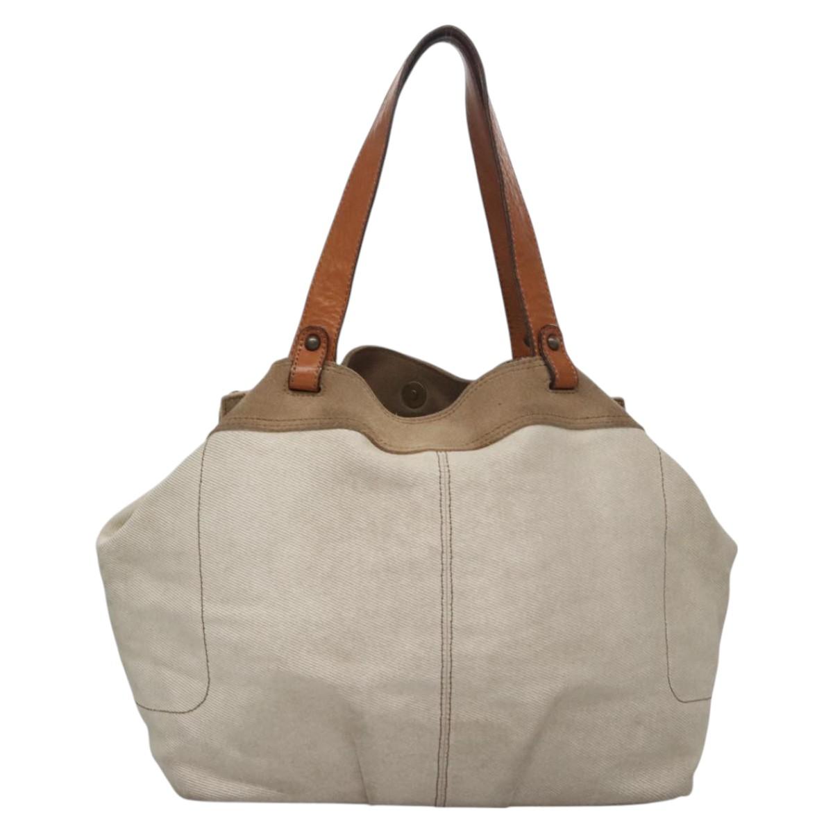 Burberry Label Tote Bag Canvas Beige Blue Tote Bag 6