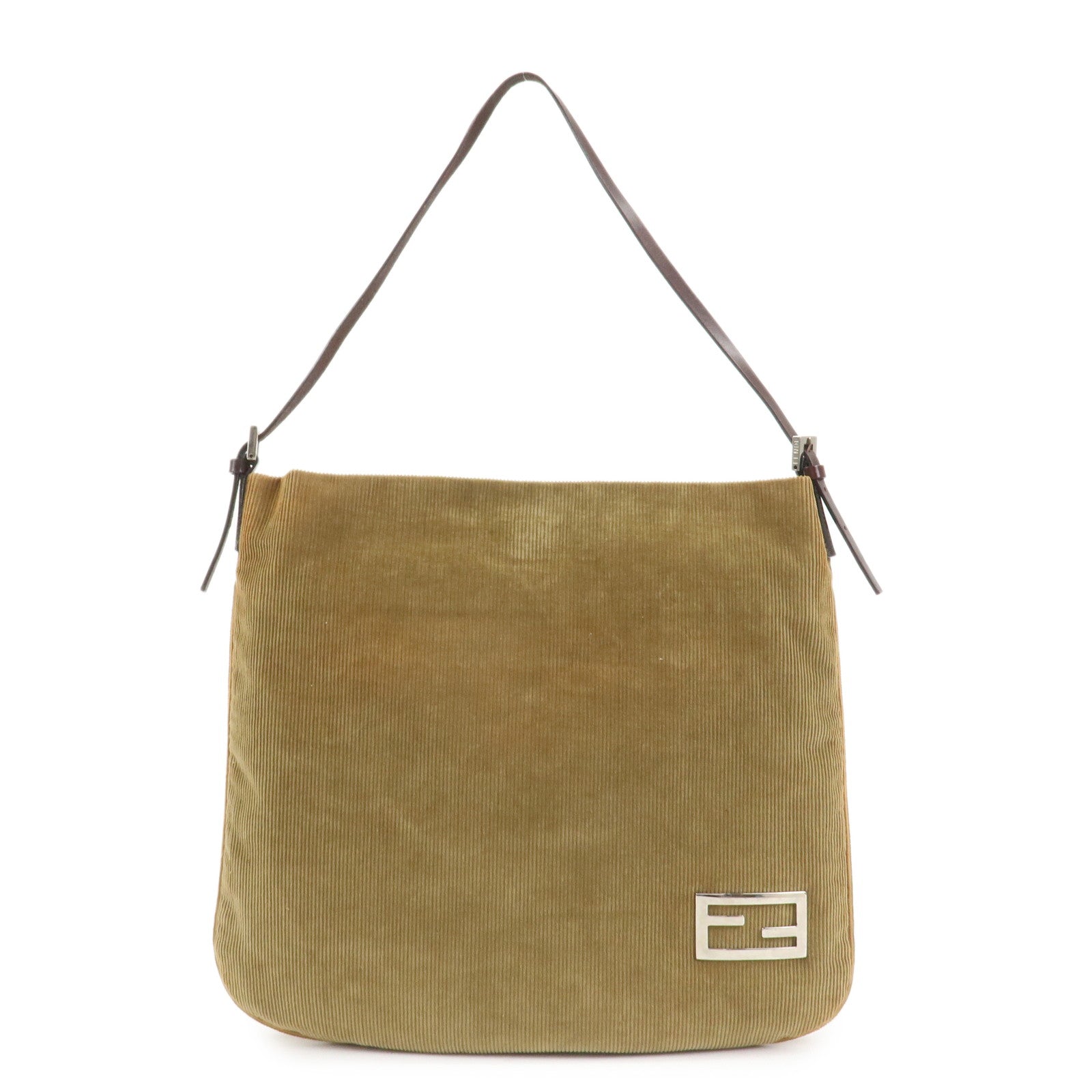 Shoulder Bag Corduroy Leather Brown
