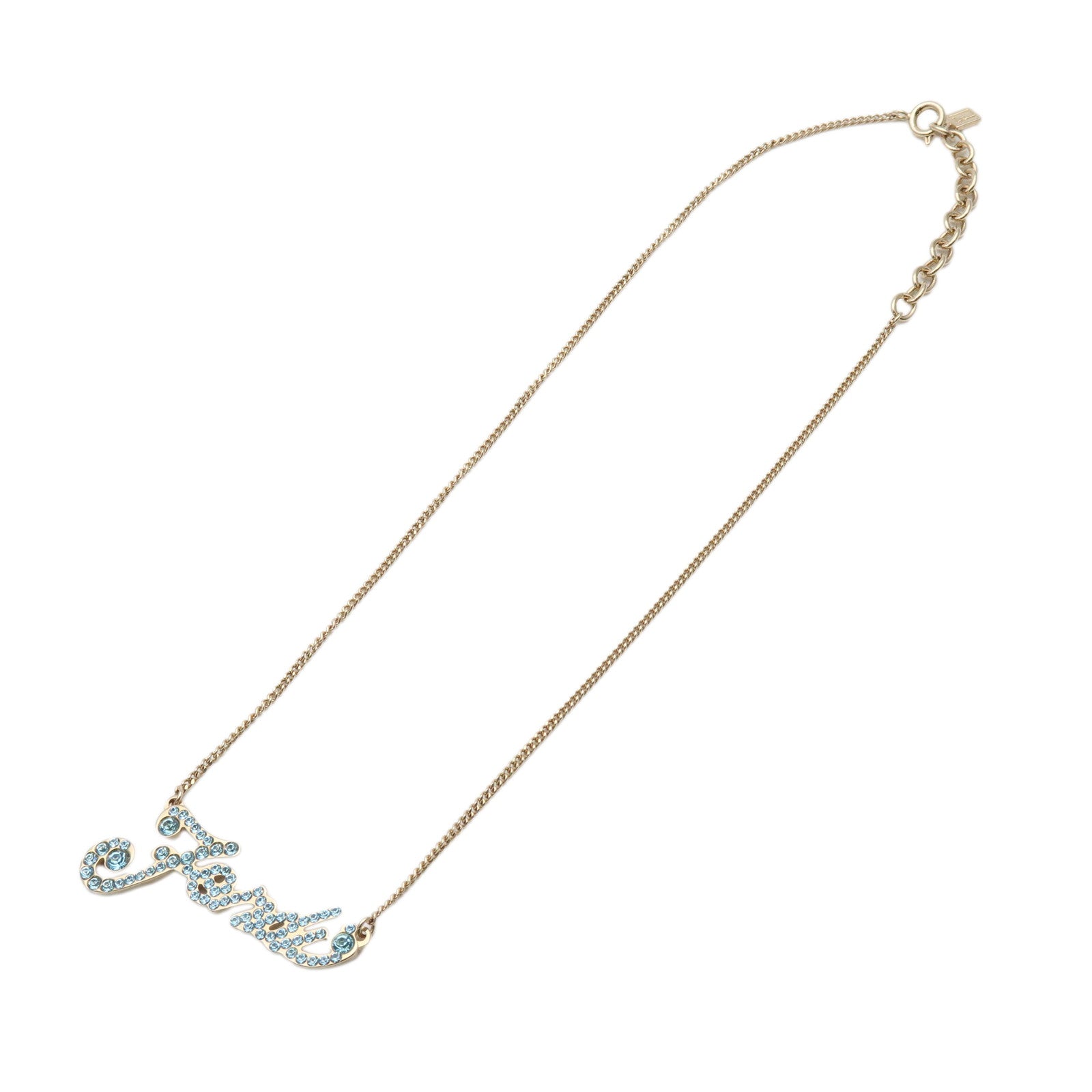 Rhinestone Necklace Light Metal Blue Gold Jewelry
