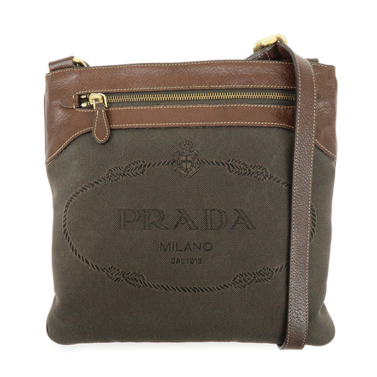 Crossbody Bag Jacquard Shoulder Bag Leather Brown Logo