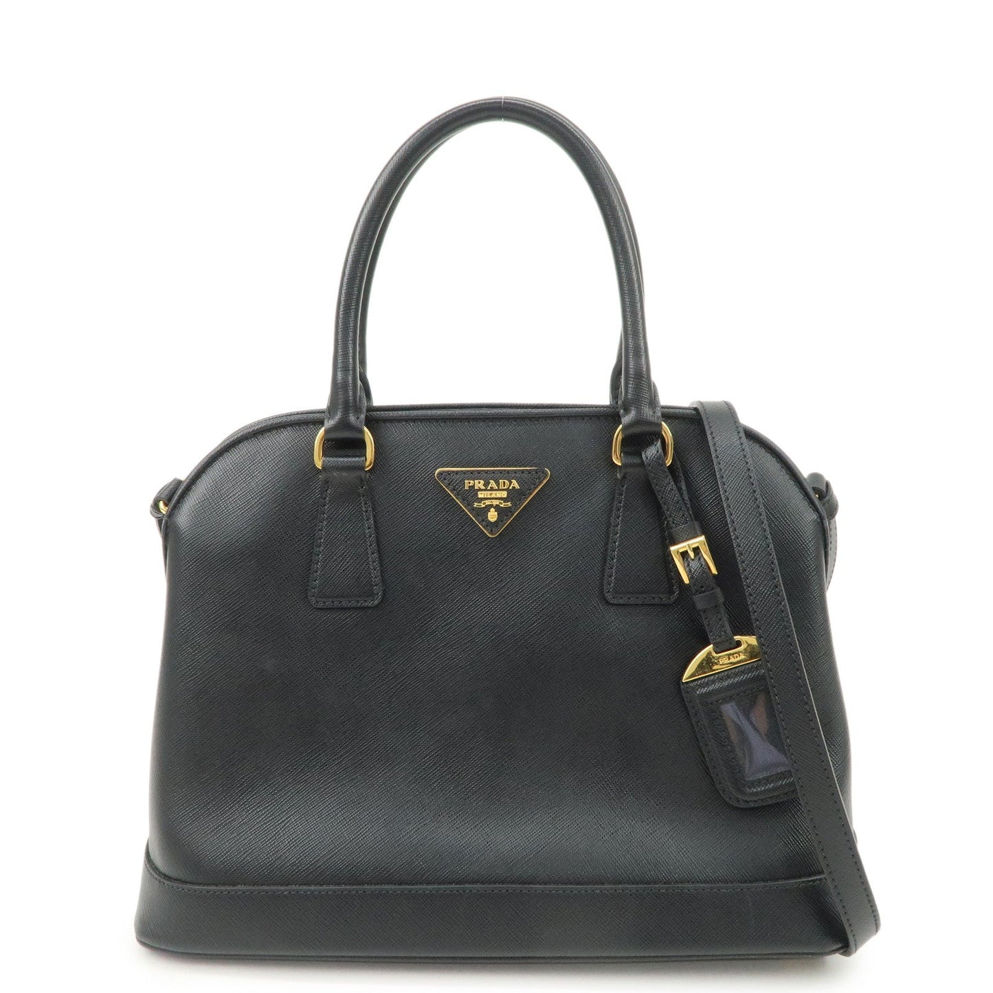 Triangle Bag Hand Bag Leather Saffiano Black Handbag