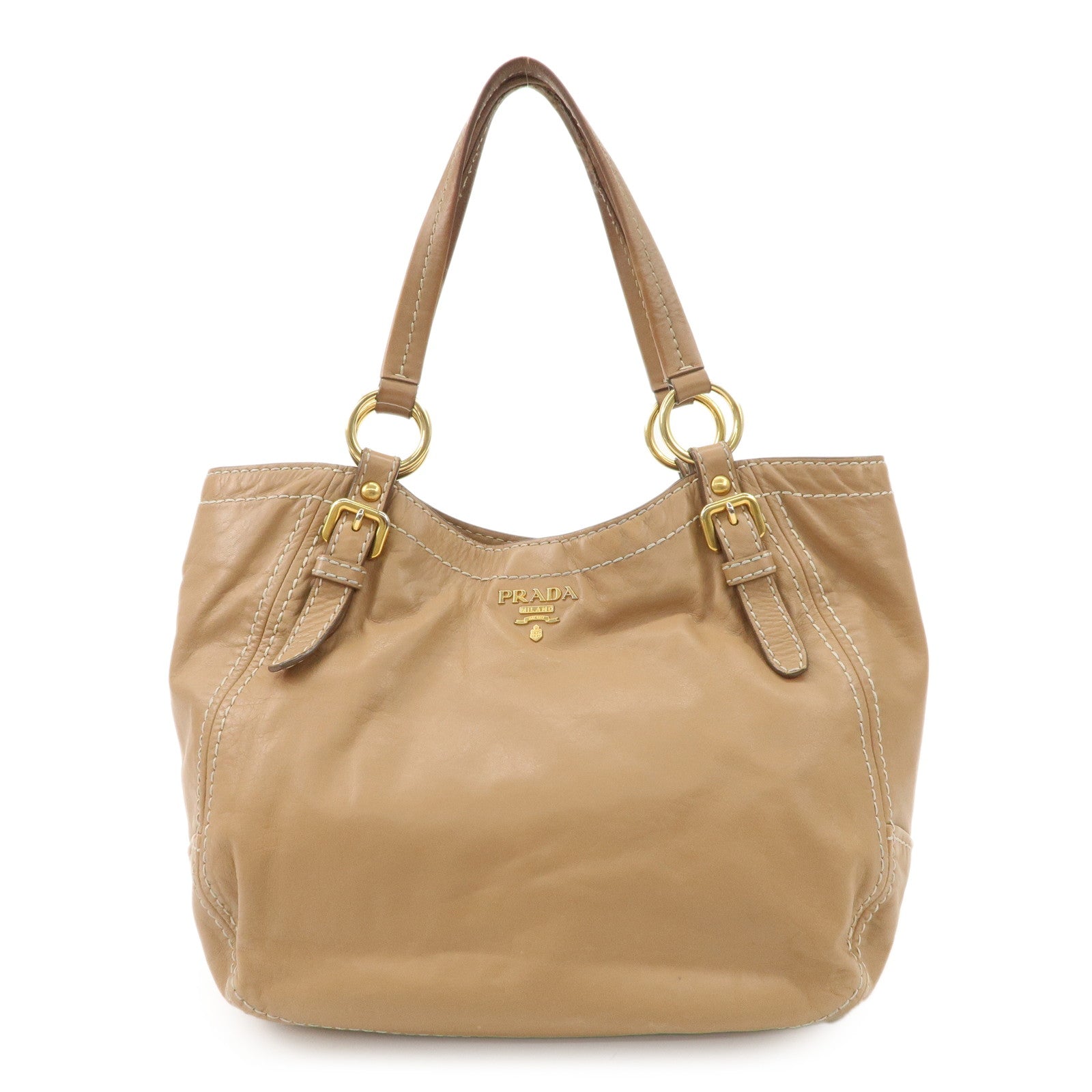 Shoulder Bag Hand Bag d Leather Beige Gold