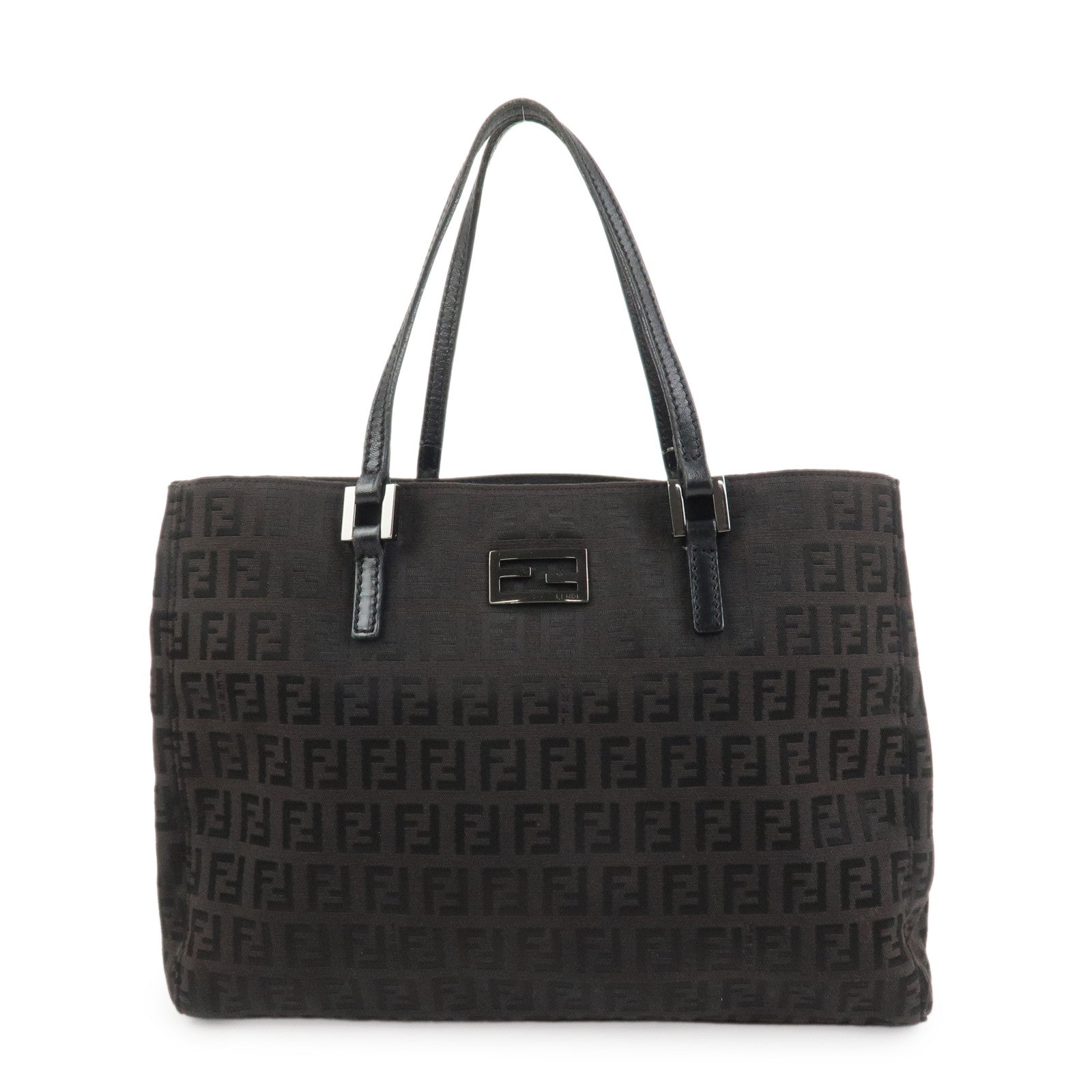 Tote Bag Zucchino Hand Bag Dark Leather Canvas Brown