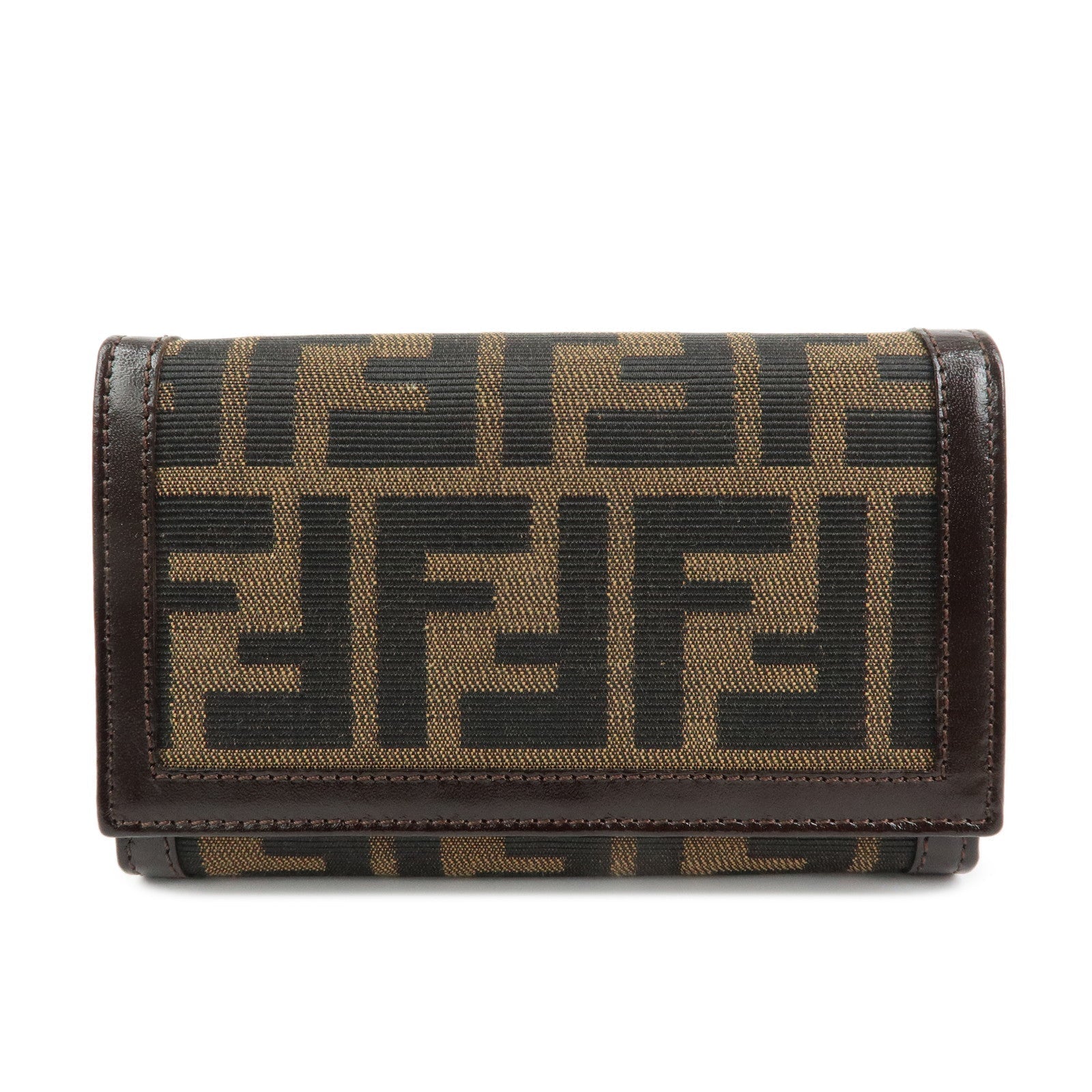 Zucca Tri-fold Wallet Leather Canvas Black Handbag