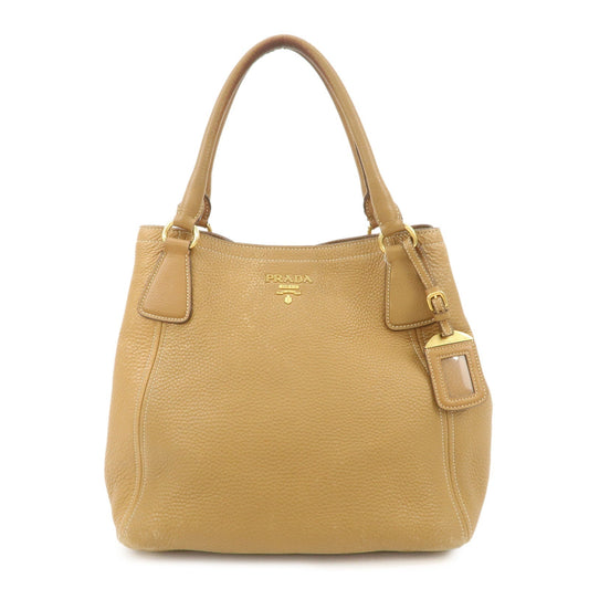 Prada Tote Bag Hand Bag Shoulder Bag HDW d Leather Beige Gold