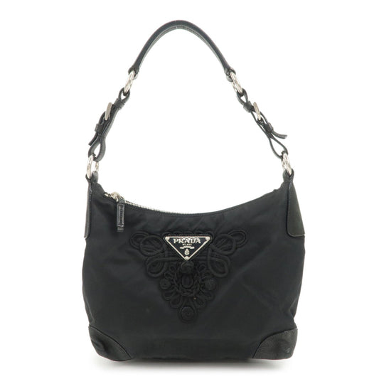 Shoulder Bag Triangle Hand Bag d 2 Leather Nylon Black