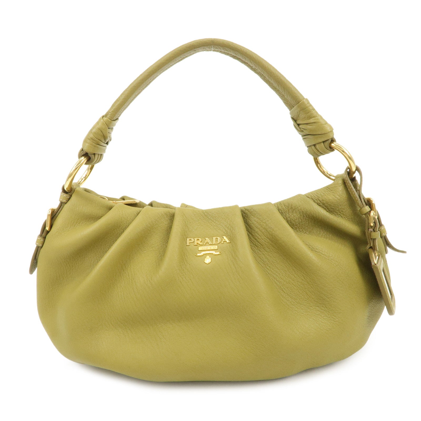 Shoulder Bag Hand Bag Khaki HDW Leather Gold Logo
