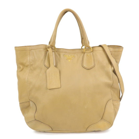 Shoulder Bag Calf 2Way Bag Hand Bag Leather Calf Leather Beige