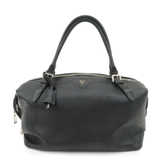Shoulder Bag Triangle Boston Bag Leather Black Logo