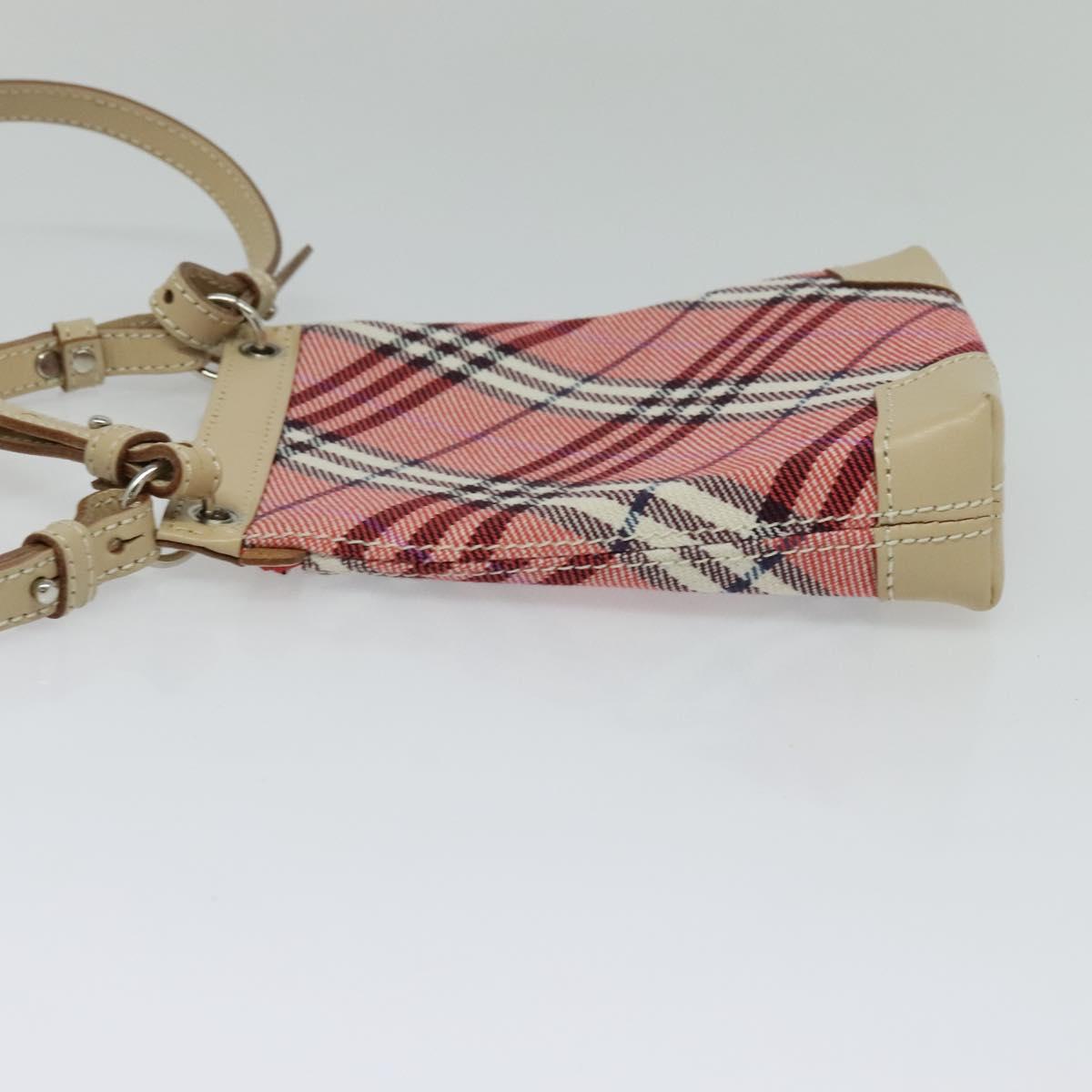 Burberry Label Shoulder Bag Canvas Blue Pink