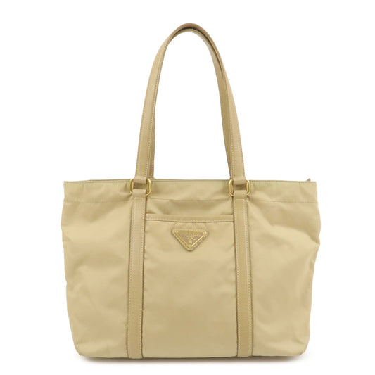 Tote Bag Triangle Leather Nylon Saffiano