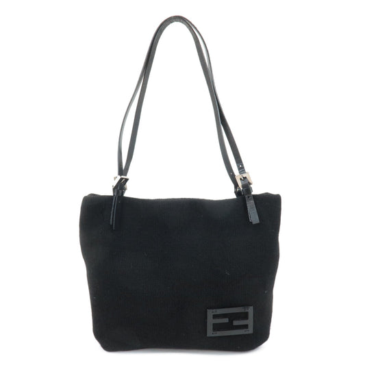 Fendi Tote Bag Wool Shoulder Bag d Leather Black