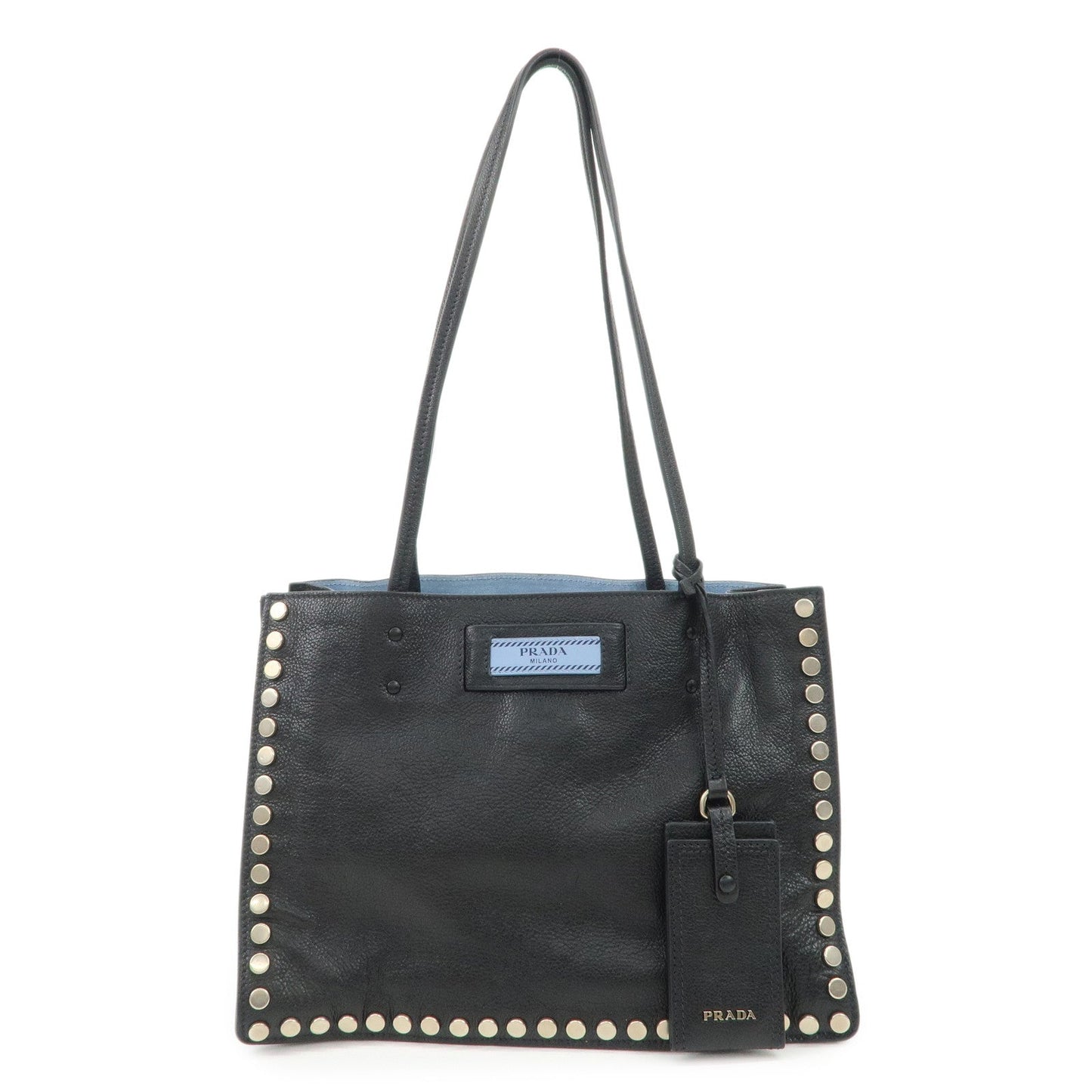 Tote Bag Etiquette Studs Leather Black Logo