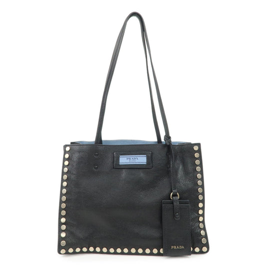 Tote Bag Etiquette Studs Leather Black Logo