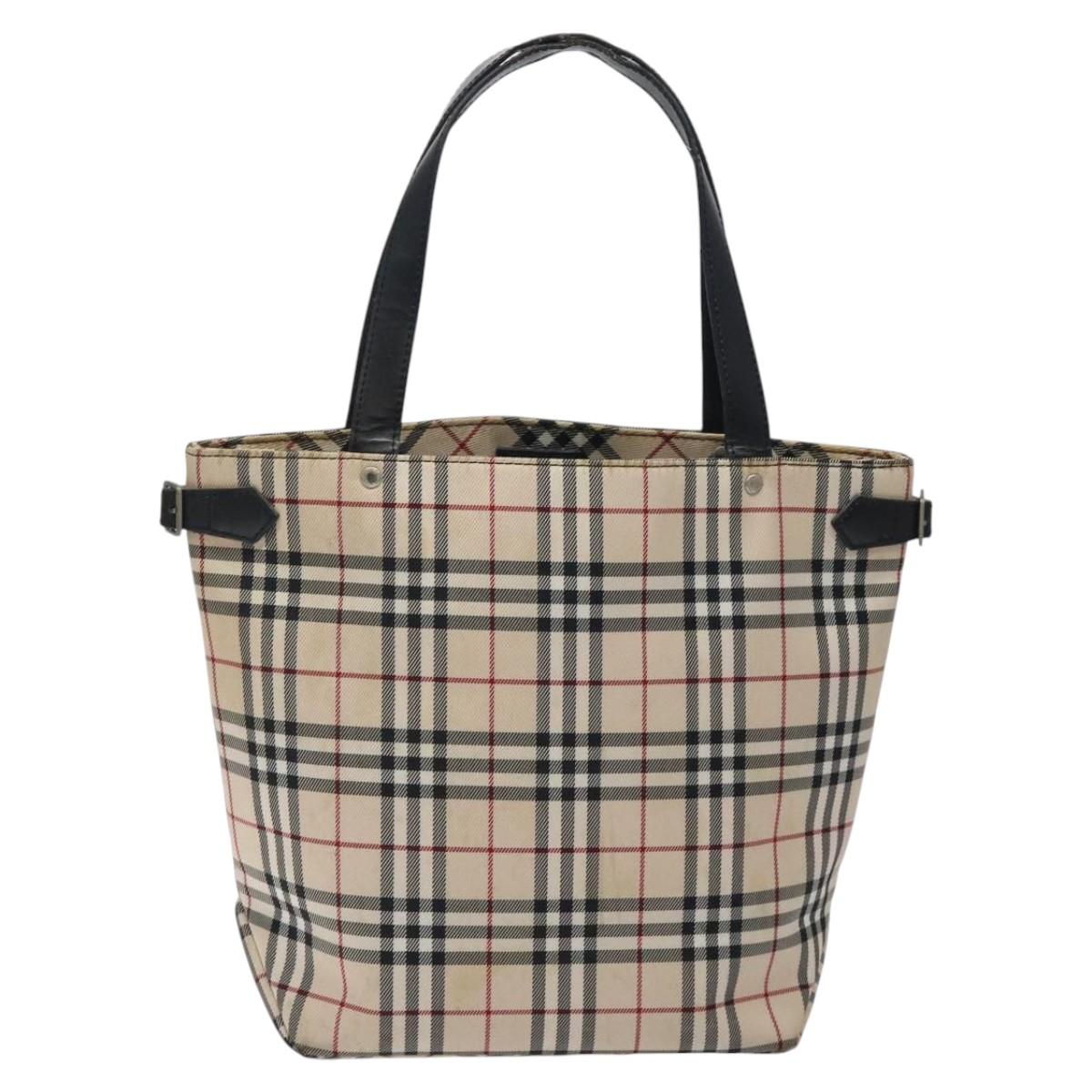 Burberry Nova Check Tote Bag Canvas Beige Tote Bag 131