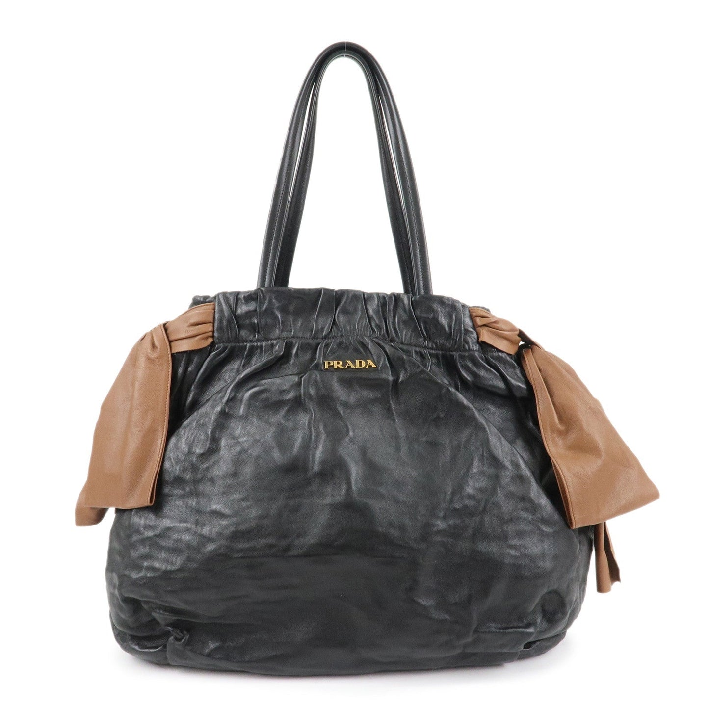 Shoulder Bag Ribbon Hand Bag d Leather Black Brown
