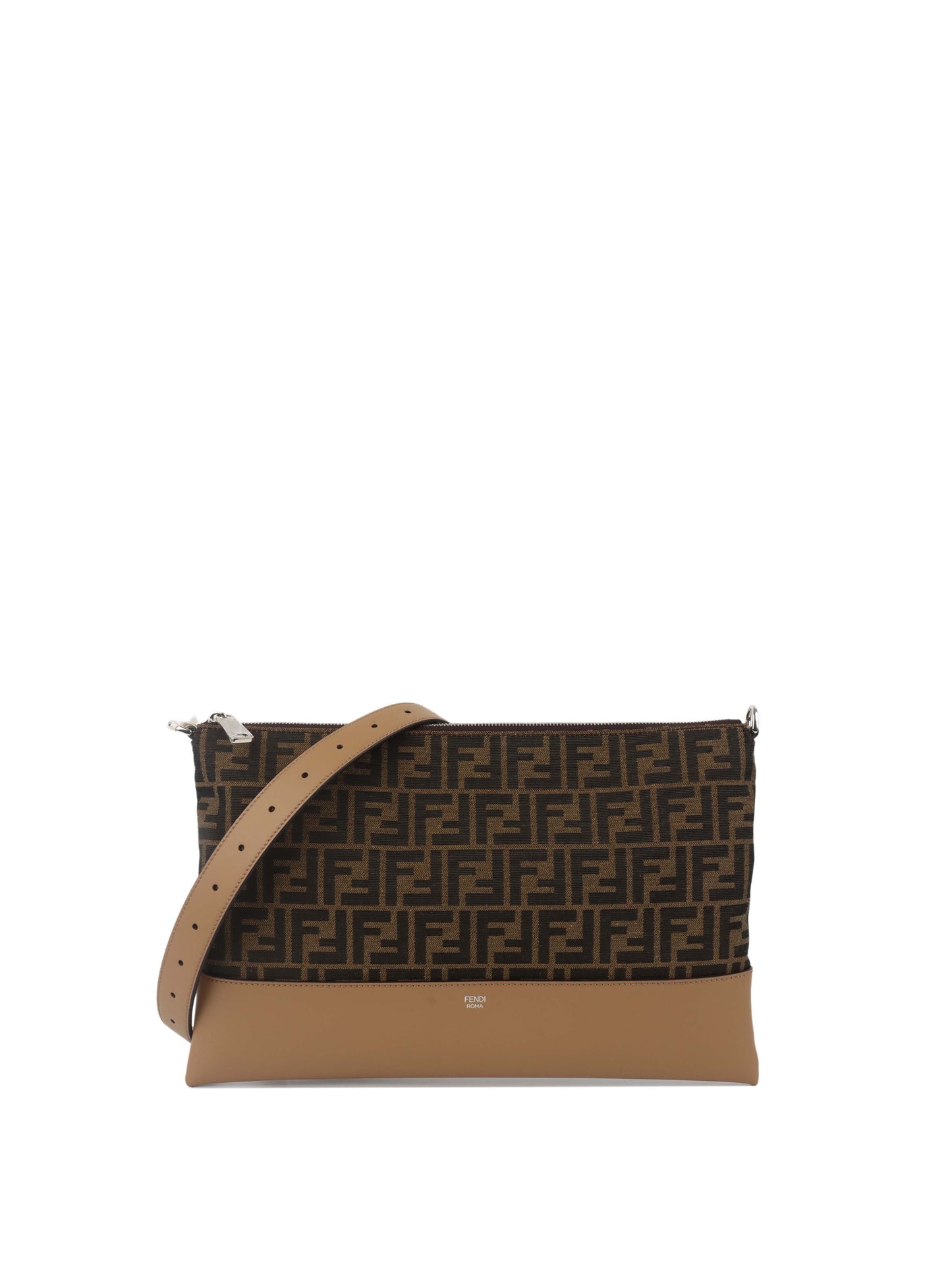 Fendi Shoulder Bag Fabric Brown Logo