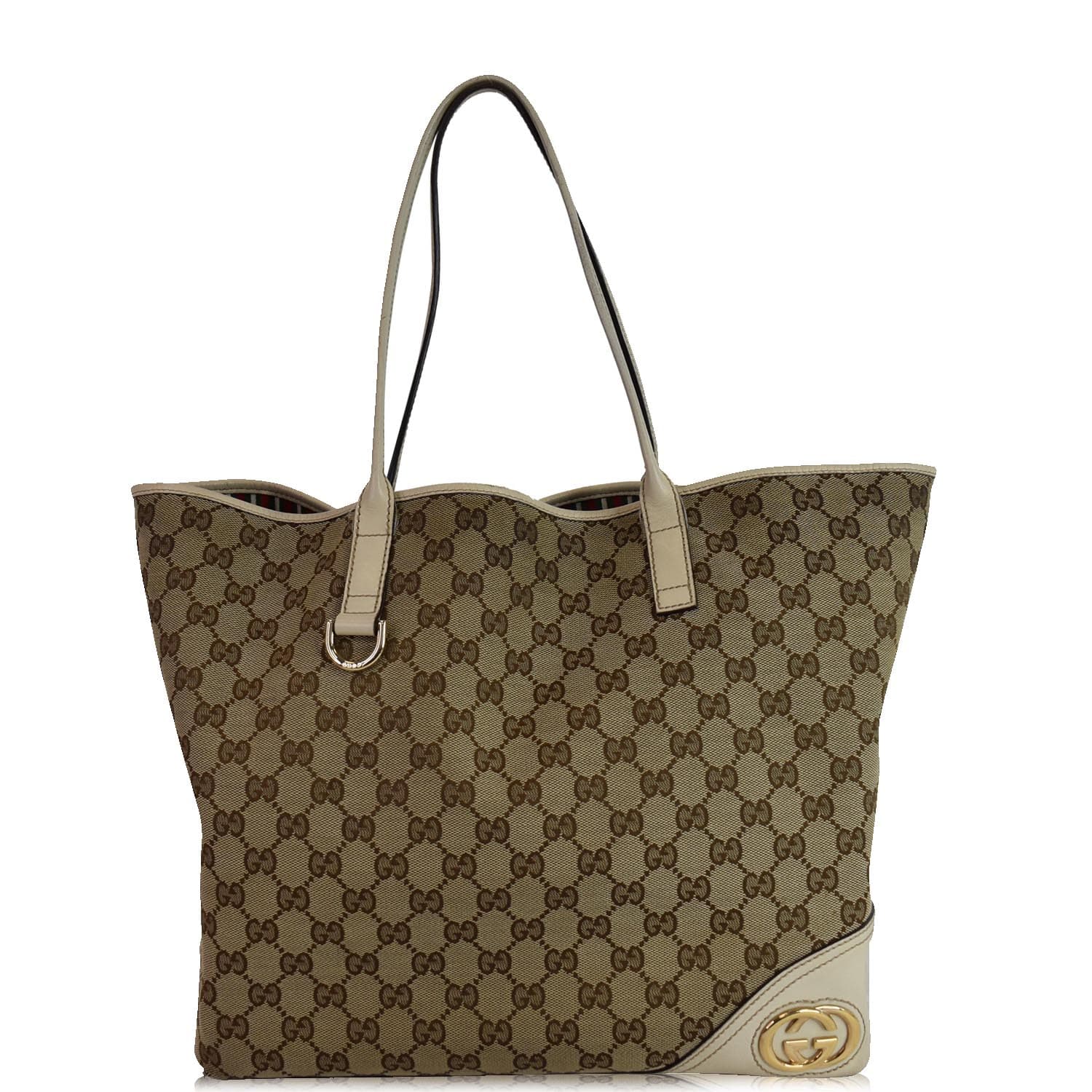 Gucci Britt Tote Bag Canvas Beige
