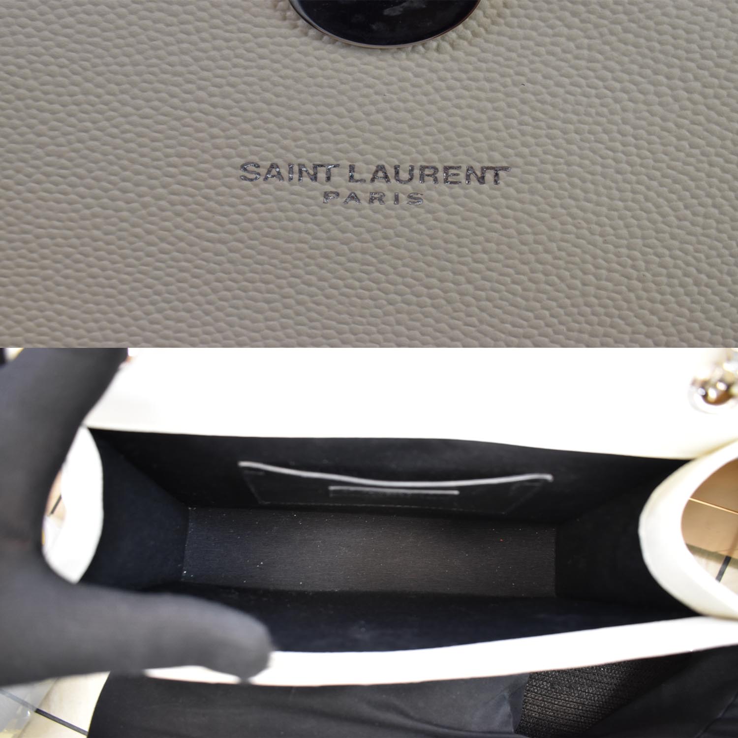 YSL Saint Laurent Yves Envelope Shoulder Bag Leather White Medium