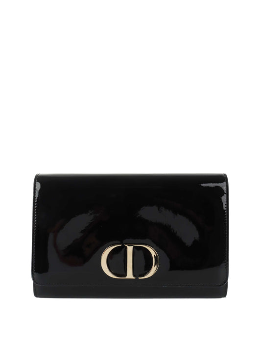 Dior Clutch Bag 30 Montaigne Clutch Leather Patent Black