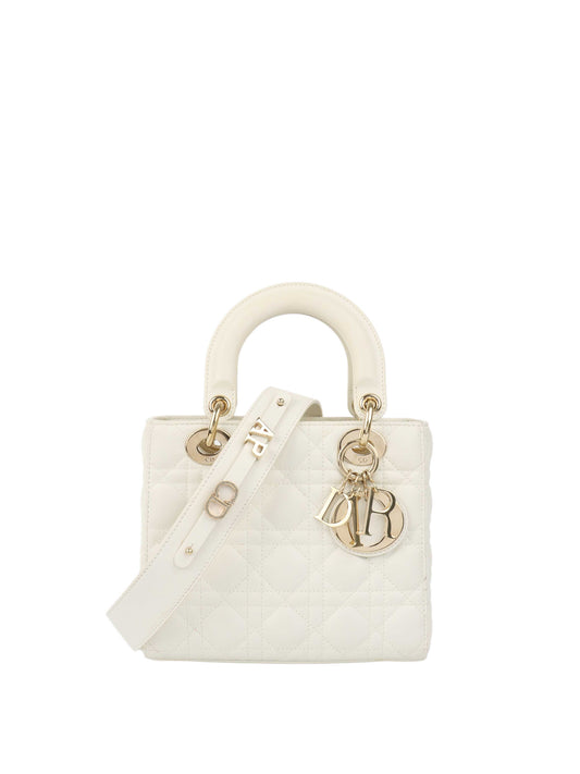Dior Handbag Lady Bag GHW White Small