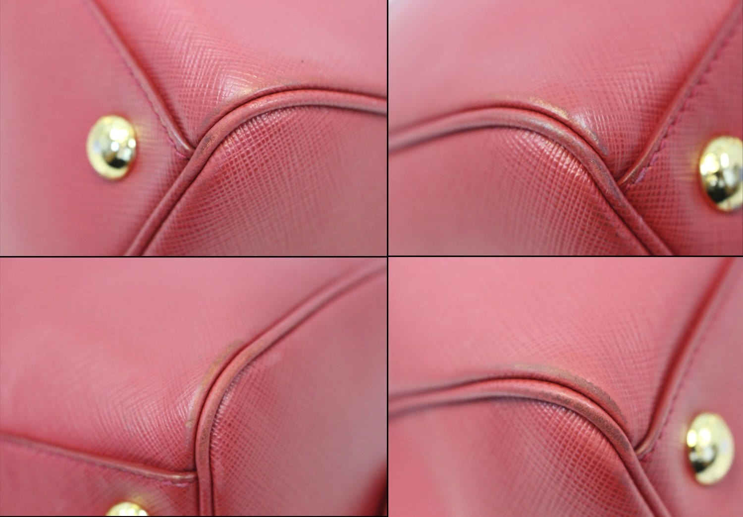 Prada Lux Boston Handbag Leather Saffiano Red Shoulder Bag