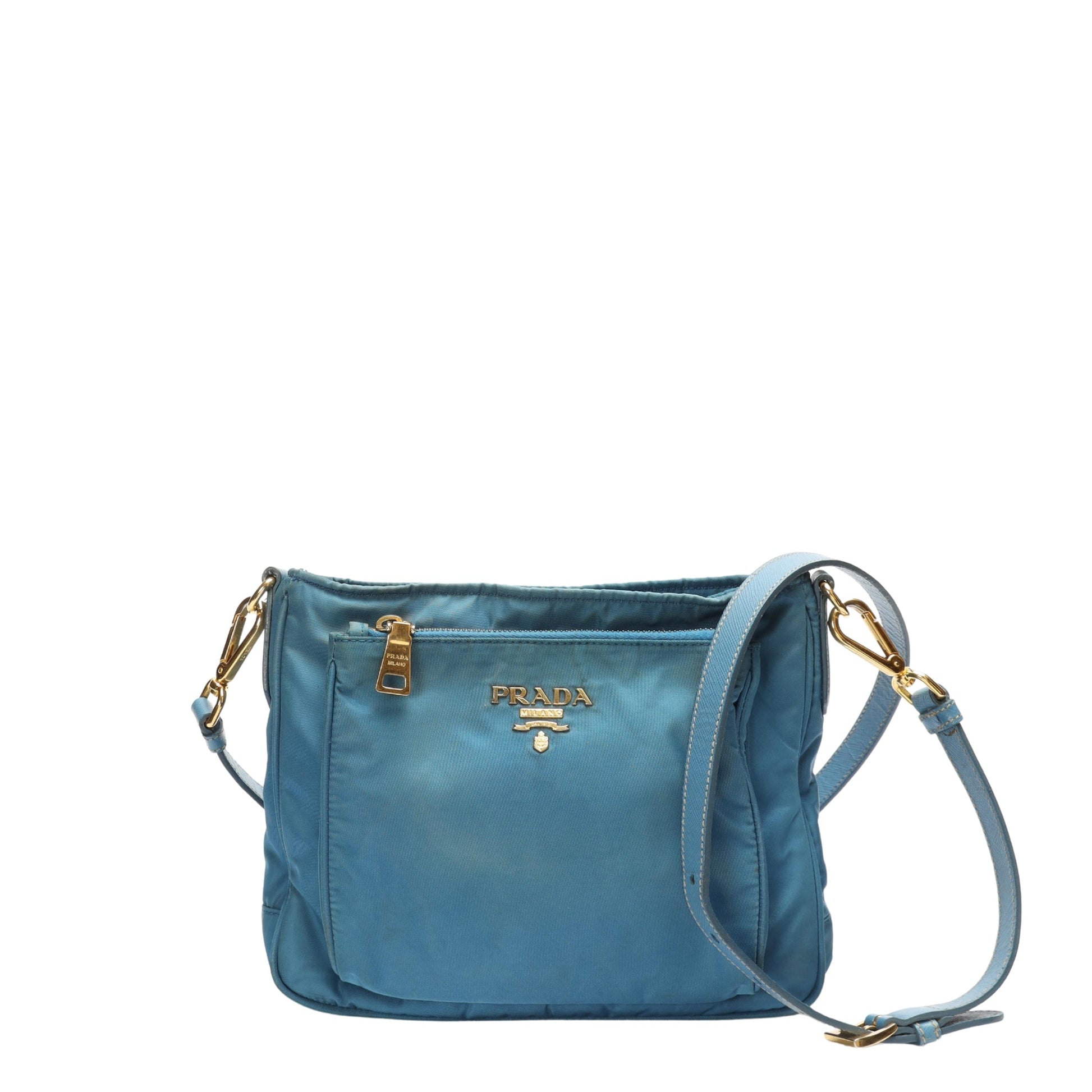 Prada Tessuto Nappa Crossbody Bag Blue