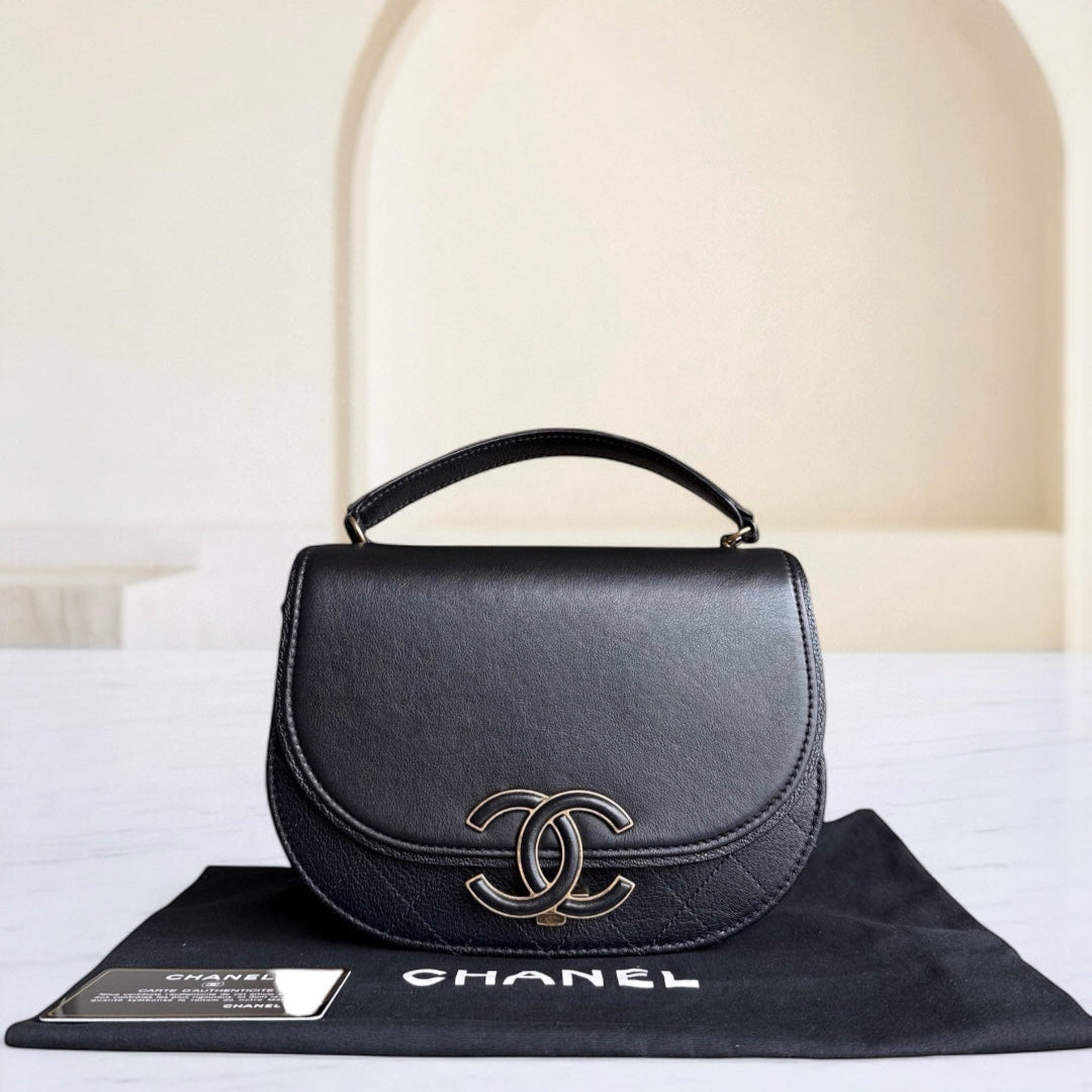 Chanel Coco Curve Flap Bag - Calfskin Hardware Quilted Black Handbag