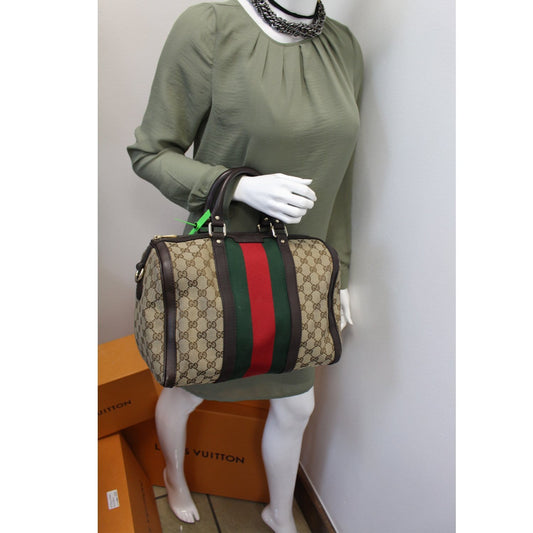 Gucci Web Original Boston Bag Beige Shoulder Bag