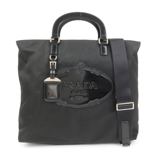 Shoulder Bag 2Way Bag Leather Patent Nylon