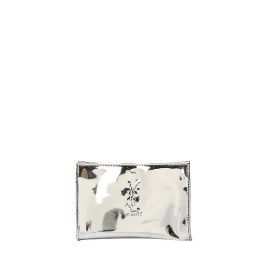 YSL Saint Laurent Clutch Bag Silver Beauty Pouch
