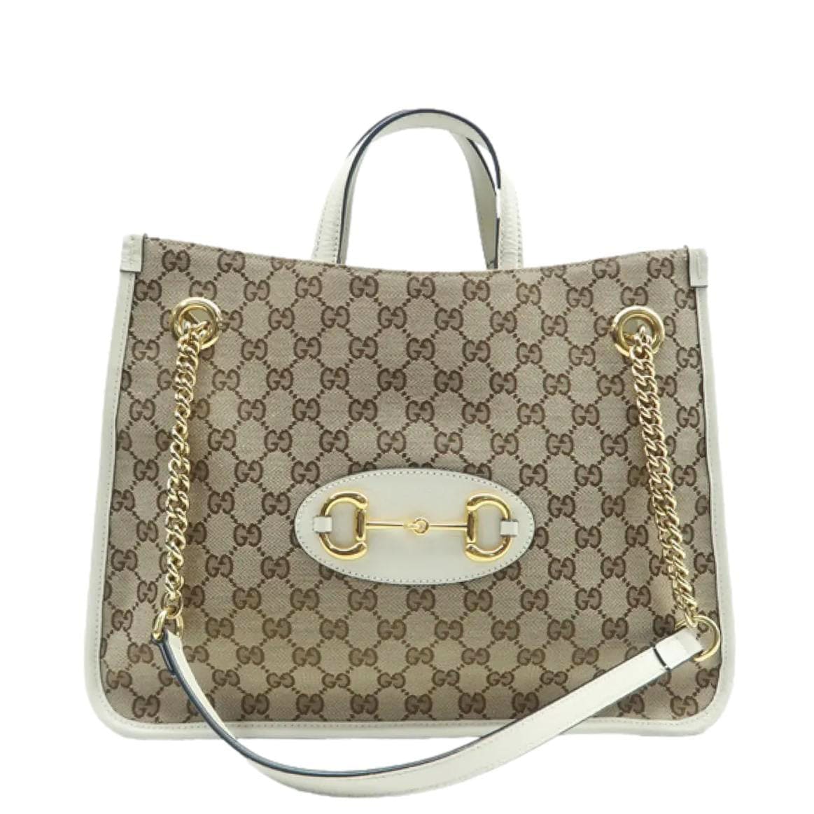 Gucci Horsebit Supreme Tote Bag Canvas White Shoulder Bag