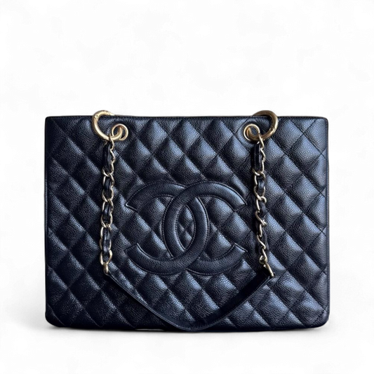 Chanel GST Grand Shopping Tote - Caviar Grained Quilted Black Tote Bag Series 11