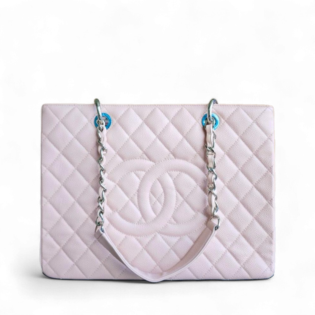 Chanel GST Grand Shopping Tote - Caviar Grained Quilted Pink Tote Bag