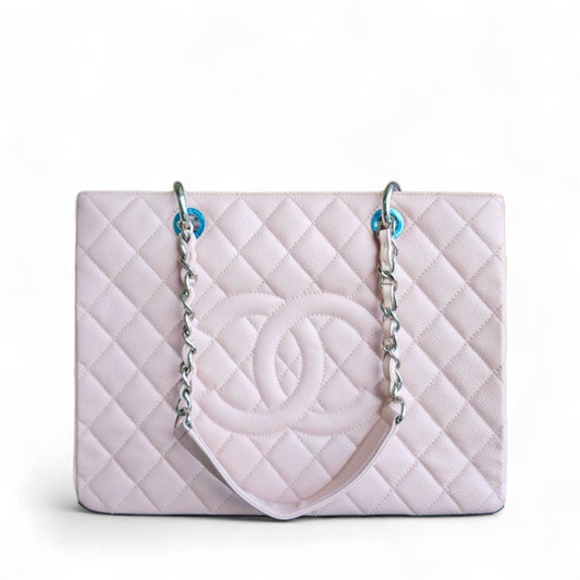Chanel GST Grand Shopping Tote - Caviar Grained Quilted Pink Tote Bag