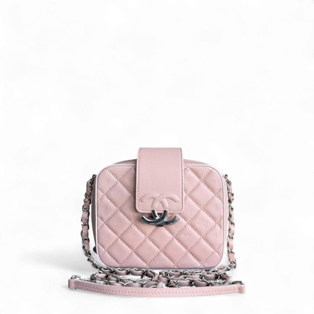 Chanel CC Box Camera Bag - Caviar Grained Quilted Pink Handbag