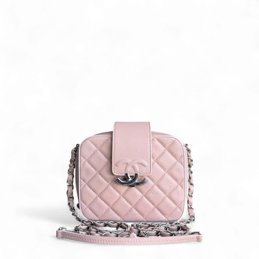 Chanel CC Box Camera Bag - Caviar Grained Quilted Pink Handbag