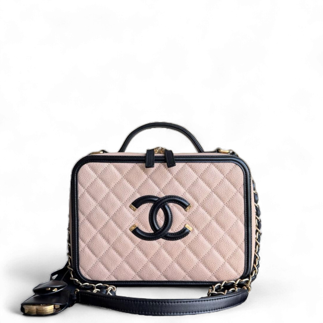Chanel Camera Filigree Box Bag Large - Caviar Quilted Black Handbag
