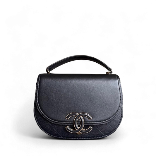 Chanel Coco Curve Flap Bag - Black Quilted Calfskin Gold Hardware Series 24
