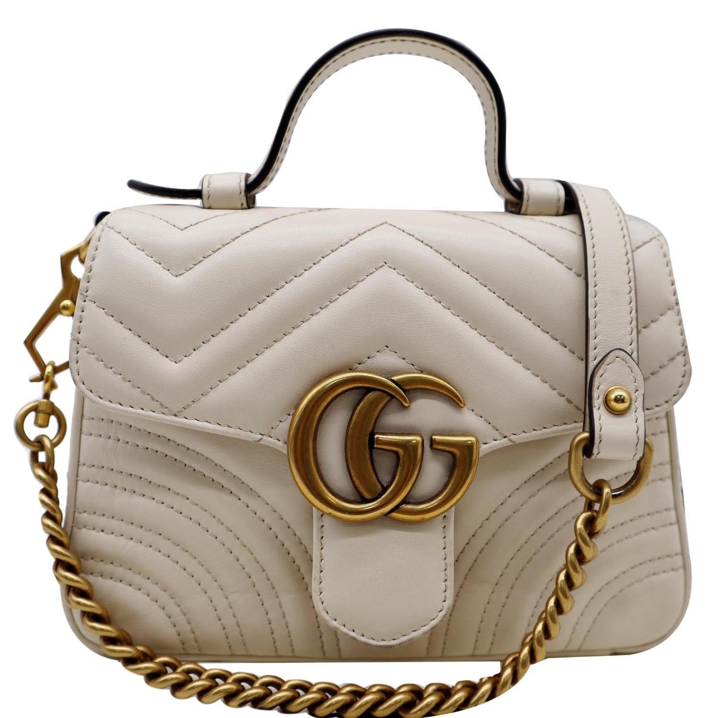 Gucci Marmont Top Handle Shoulder Bag White Mini