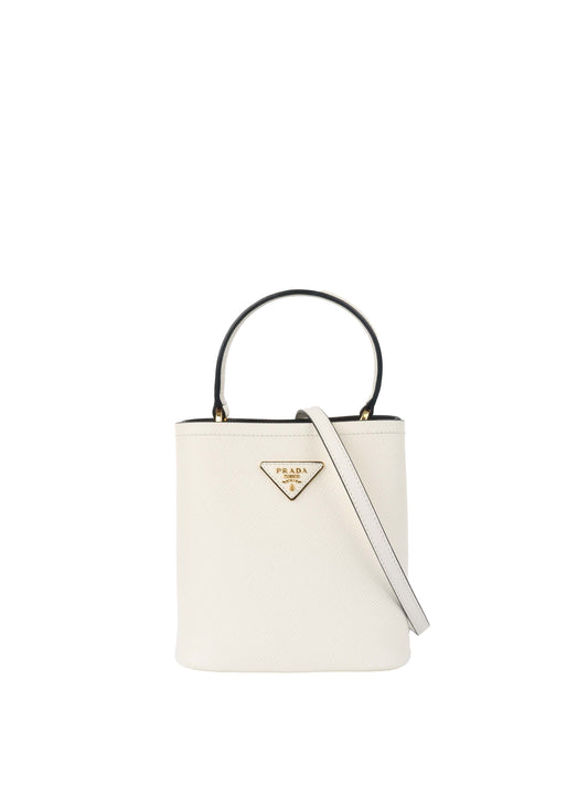 Prada Handbag Panier Bag. 2 Saffiano White Small